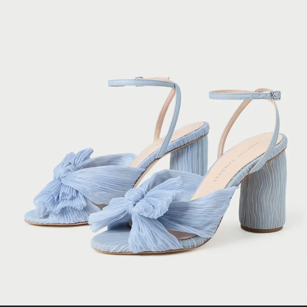 Loeffler Randall Camellia Blue Pleated Bow Heel - Picture 1 of 11